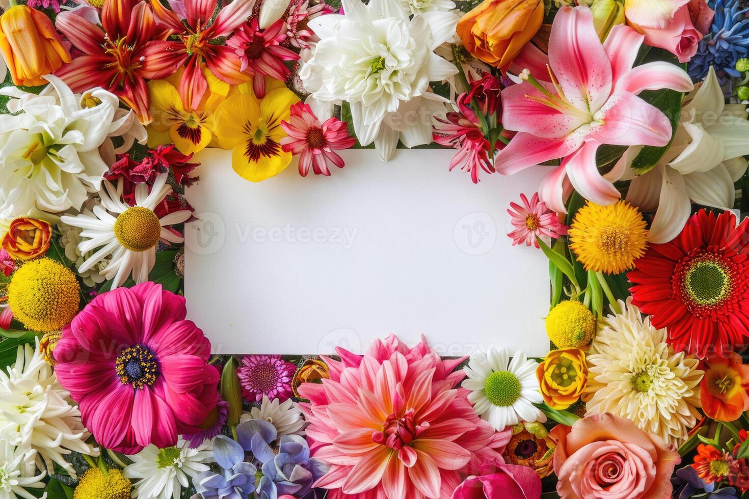 A vibrant floral banner with a blank space for design. photo