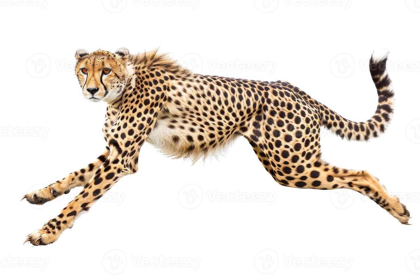 A cheetah sprinting in full stride. photo