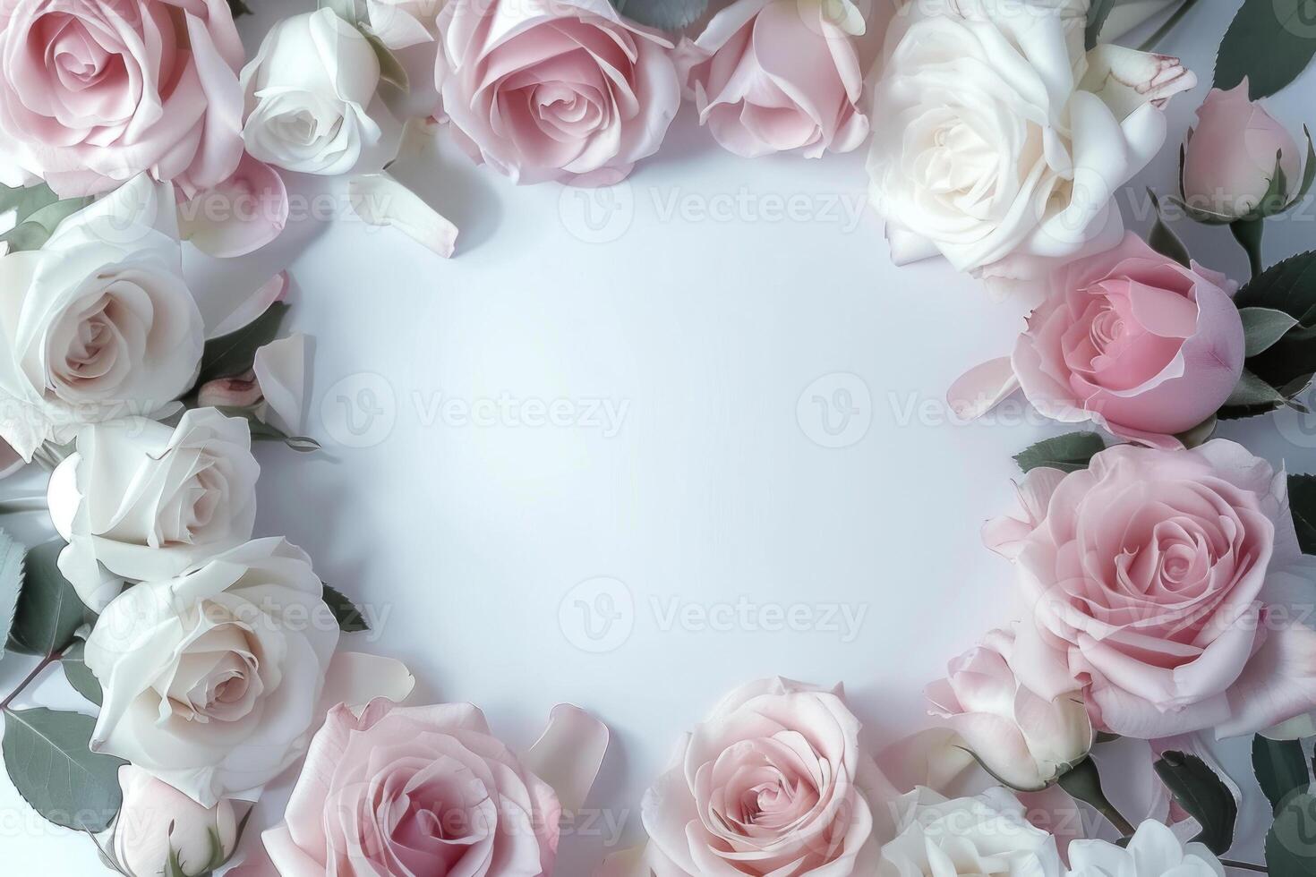 A delicate rose border with an empty space for your design. photo