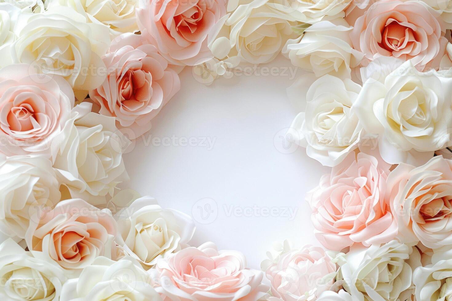 A delicate rose border with an empty space for your design. photo