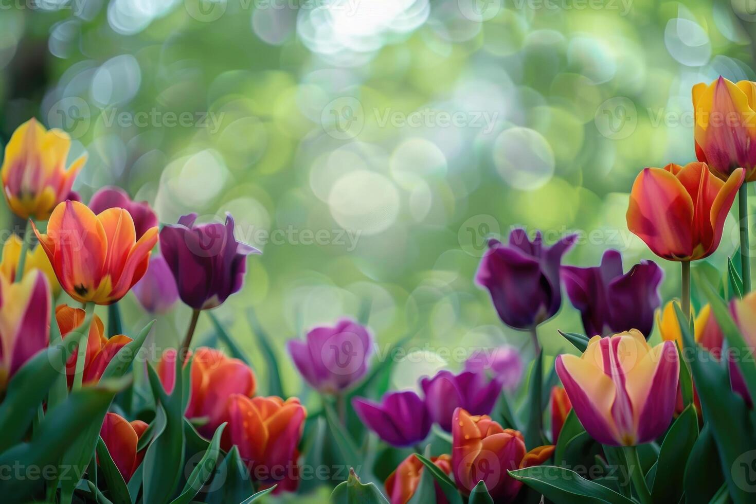Tulip border with blank space. photo