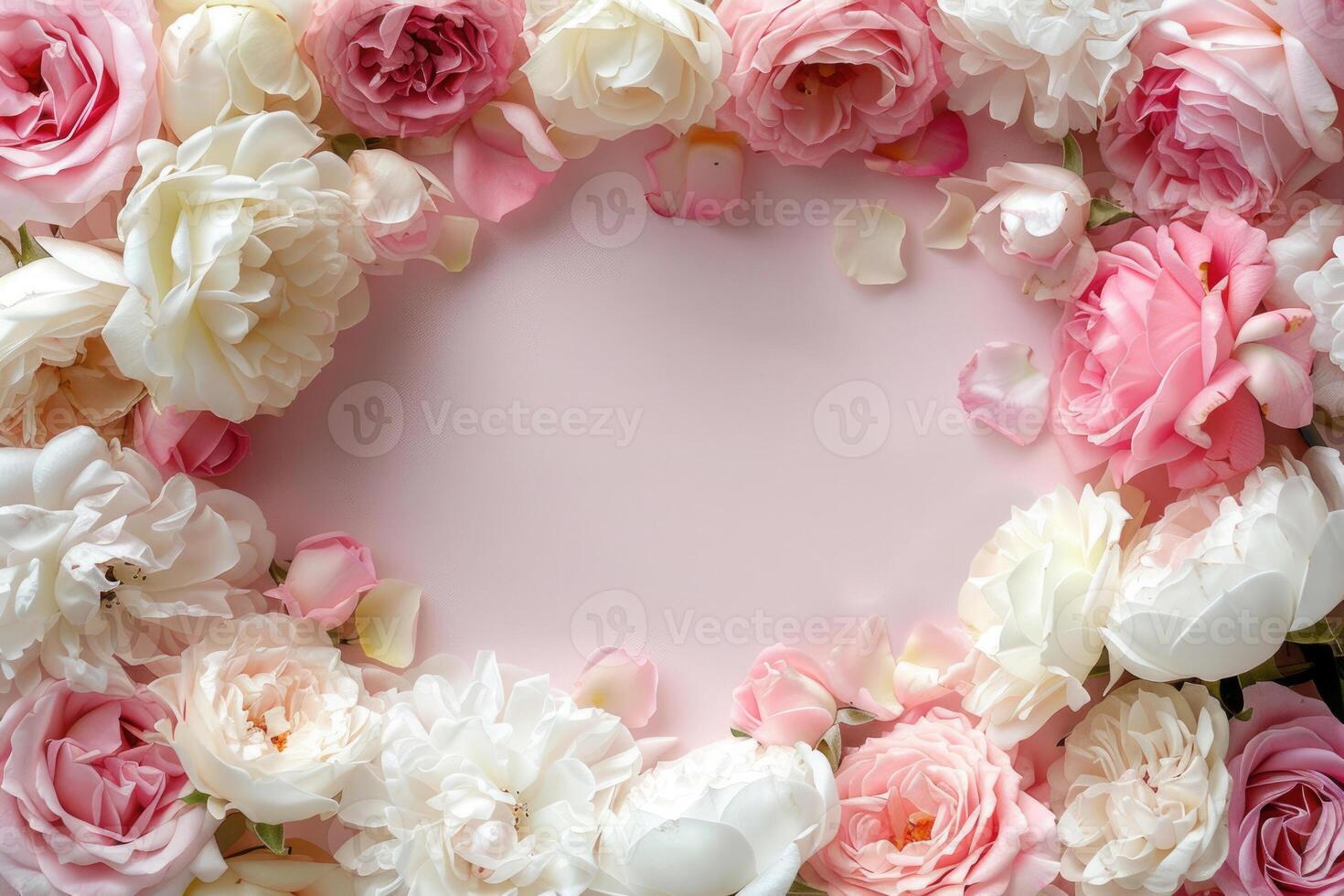 A delicate rose border with an empty space for your design. photo