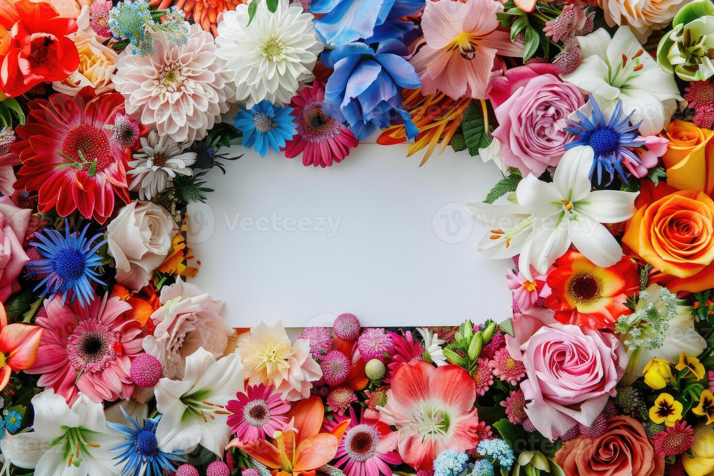 A vibrant floral banner with a blank space for design. photo