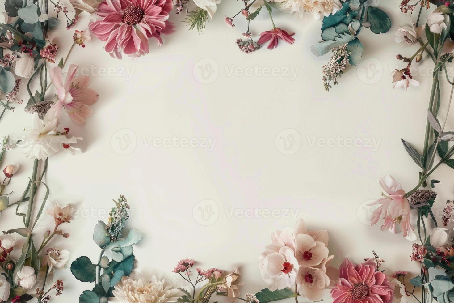 A minimalist floral banner with ample space for custom text. photo