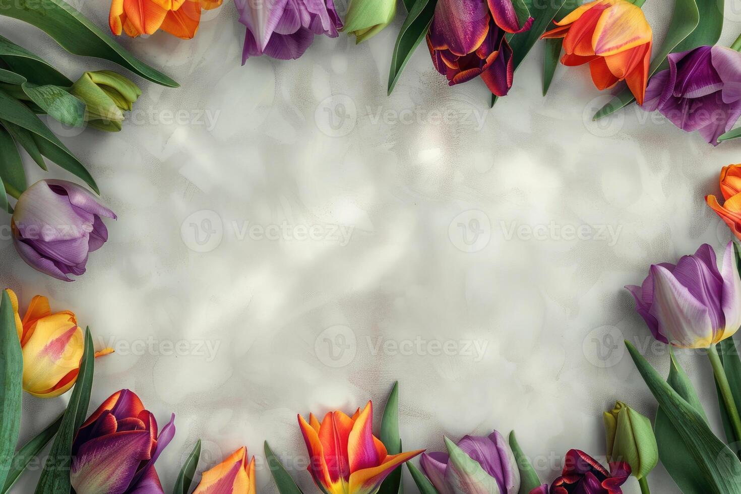 Tulip border with blank space. photo