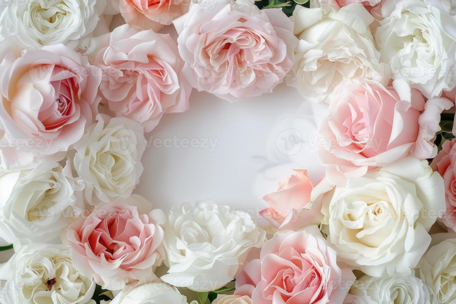 A delicate rose border with an empty space for your design. photo