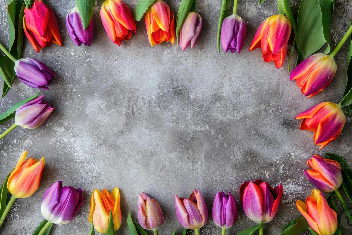 Tulip border with blank space. photo
