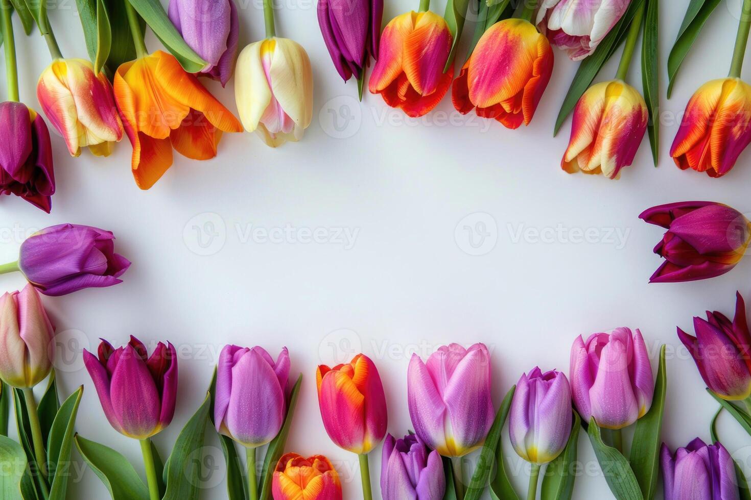 Tulip border with blank space. photo
