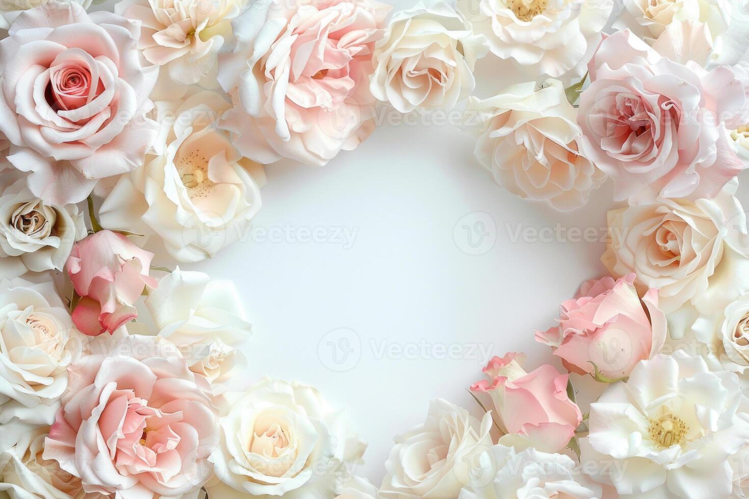 A delicate rose border with an empty space for your design. photo
