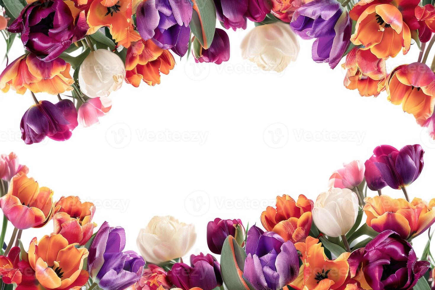 Tulip border with blank space. photo