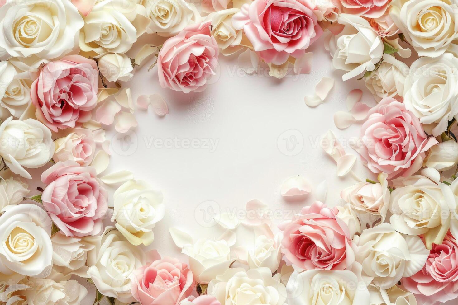 A delicate rose border with an empty space for your design. photo