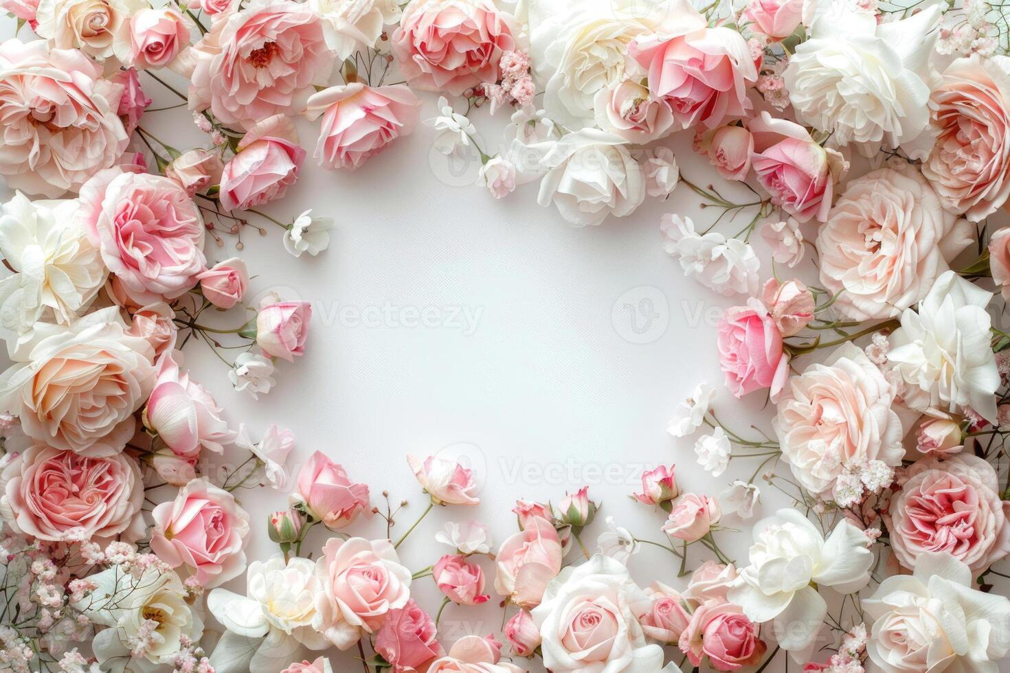 A delicate rose border with an empty space for your design. photo