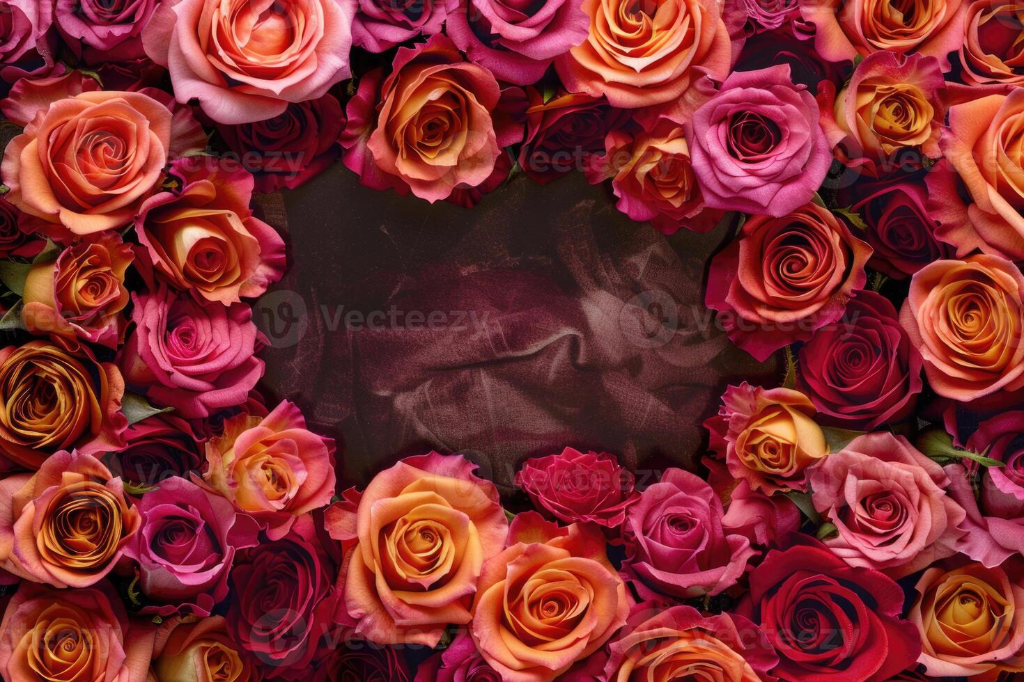 A lush rose frame with an open area for customization. photo
