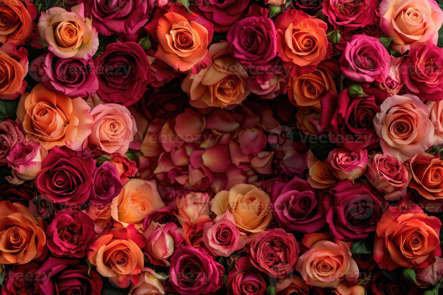 A lush rose frame with an open area for customization. photo
