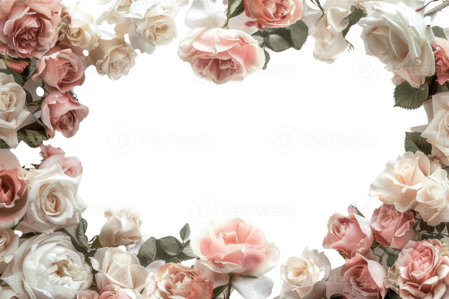 A delicate rose border with an empty space for your design. photo