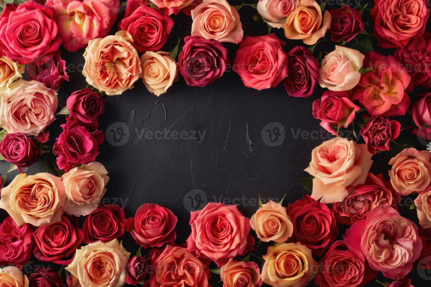 A lush rose frame with an open area for customization. photo