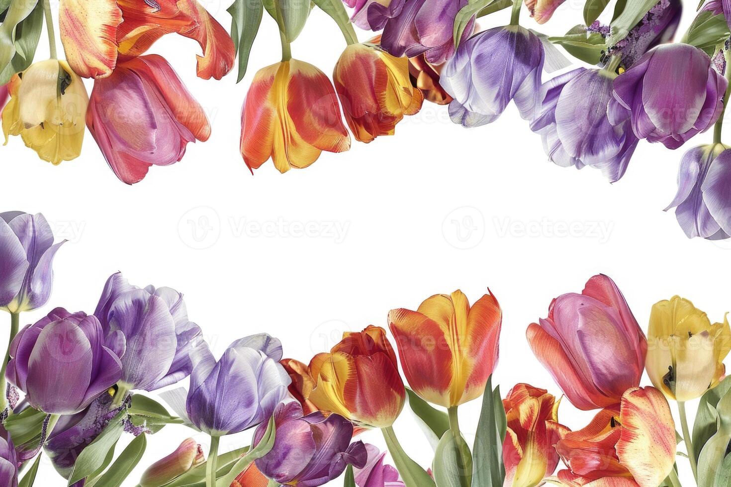 Tulip border with blank space. photo