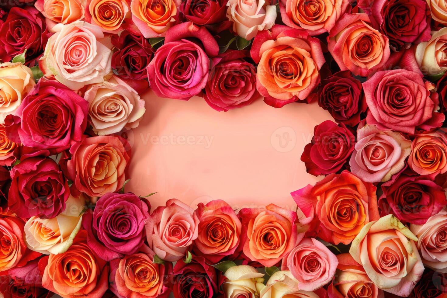 A lush rose frame with an open area for customization. photo