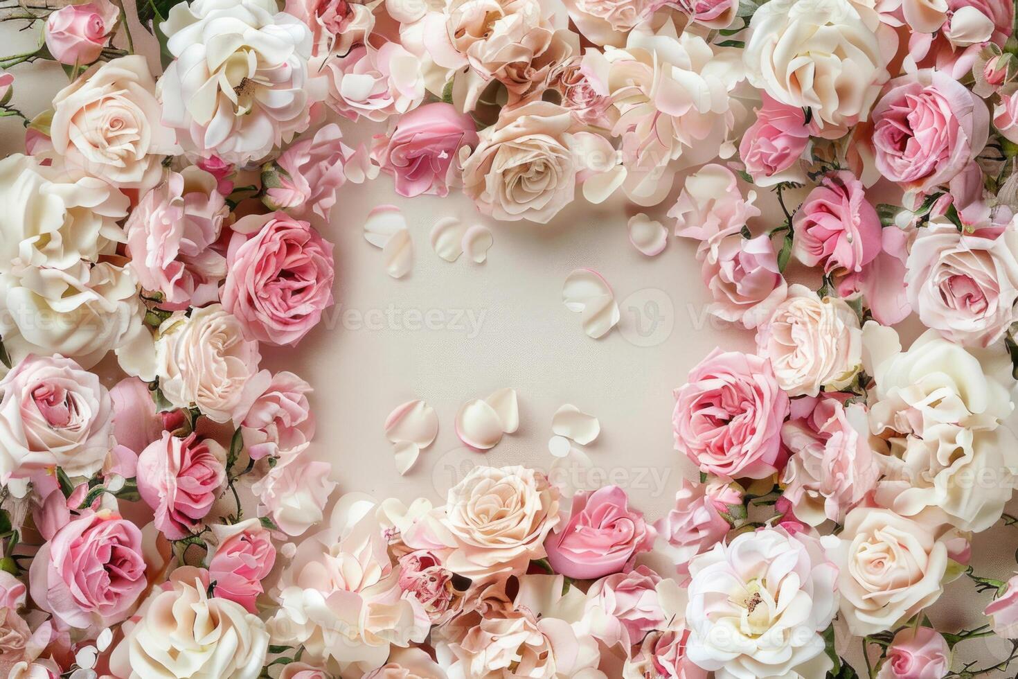 A delicate rose border with an empty space for your design. photo