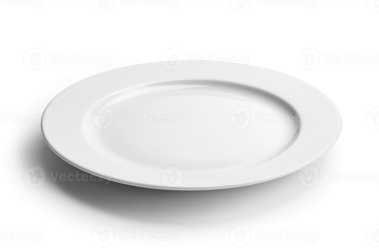 A white ceramic plate isolated on a white background. photo