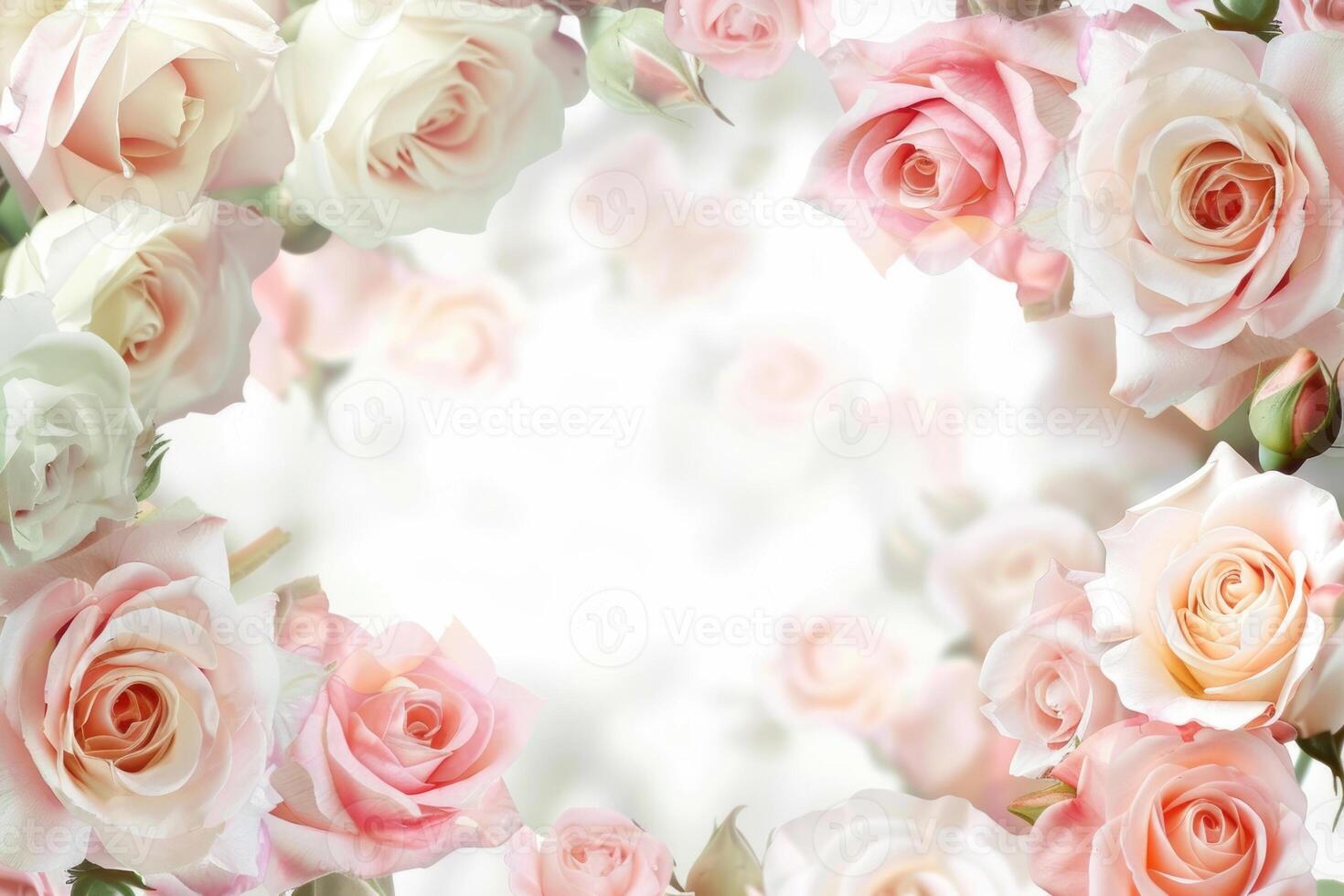 A delicate rose border with an empty space for your design. photo