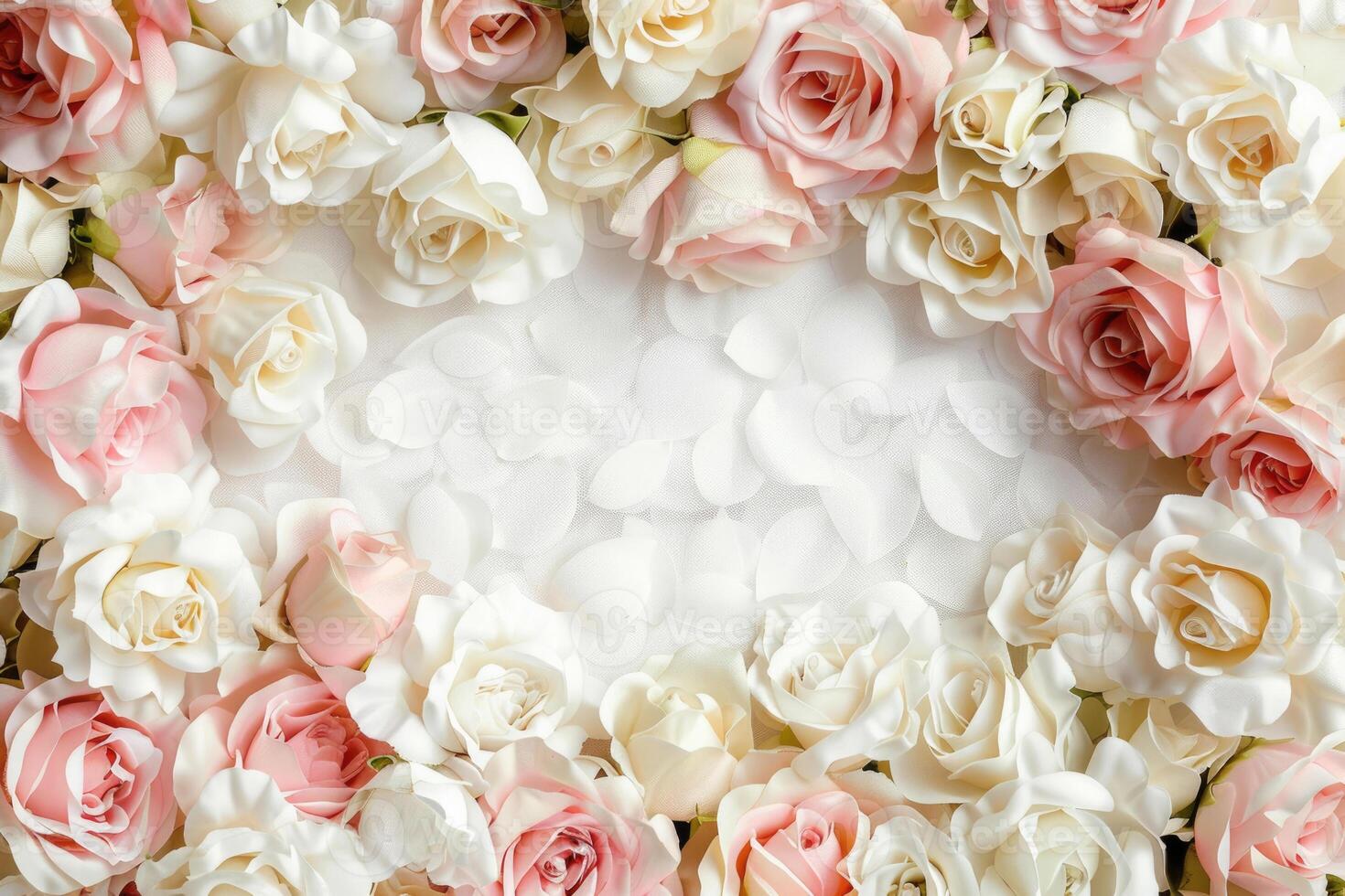 A delicate rose border with an empty space for your design. photo