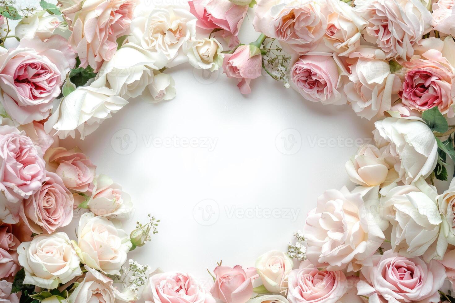 A delicate rose border with an empty space for your design. photo