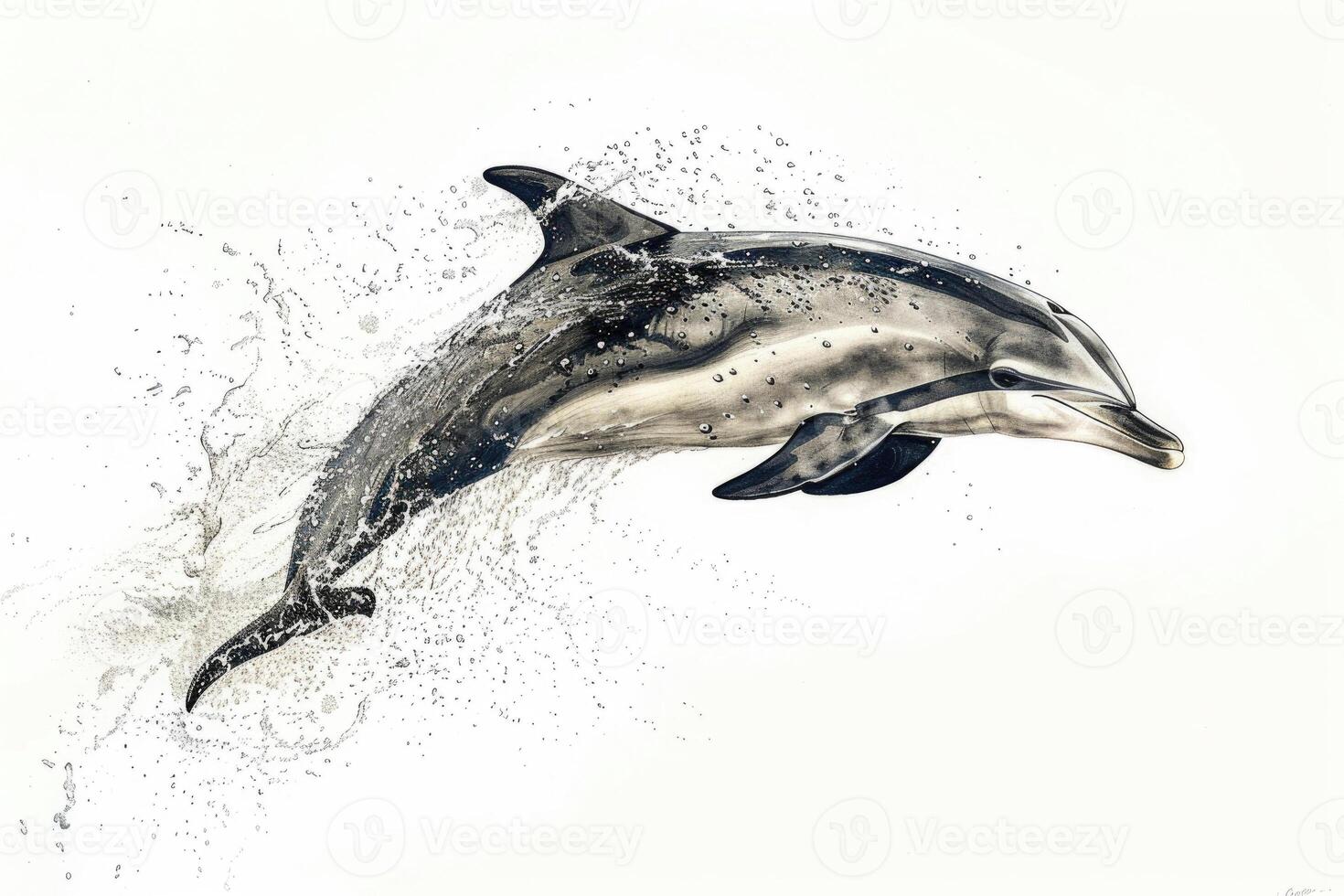 A dolphin leaping out of the water. photo