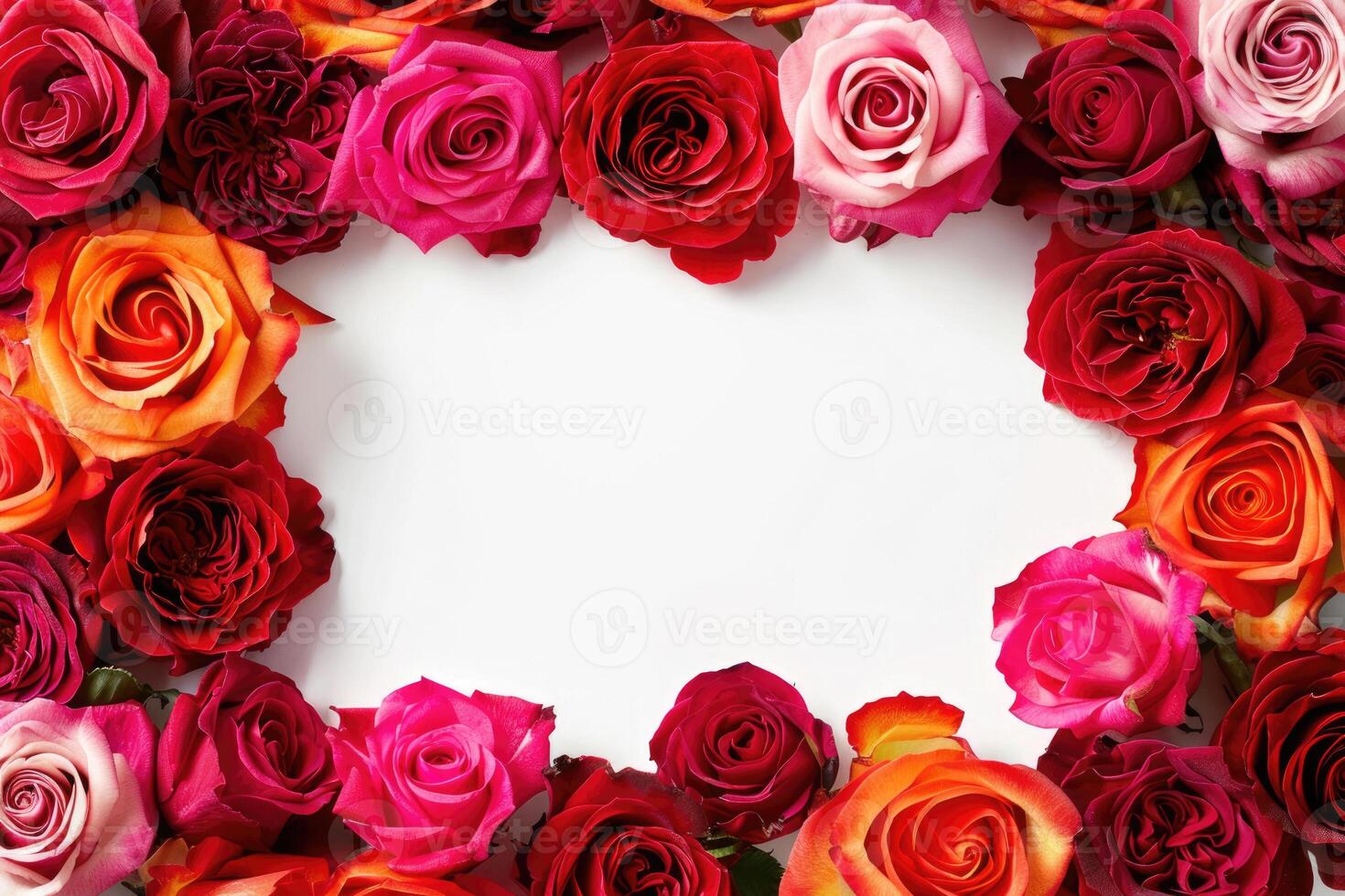 A lush rose frame with an open area for customization. photo