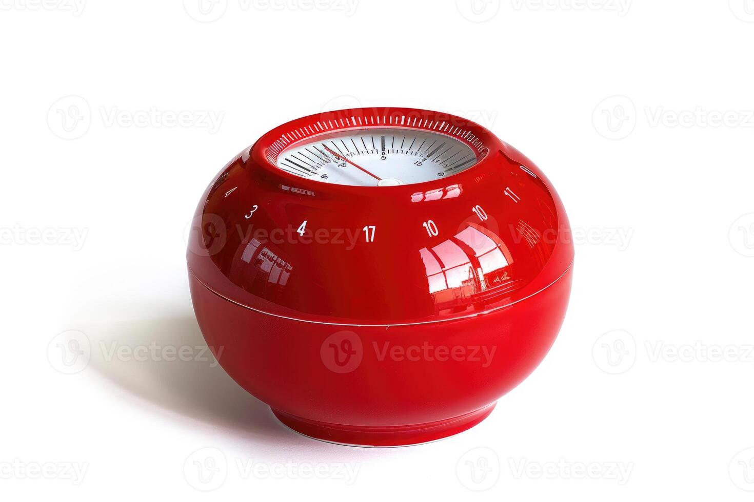 Red kitchen timer on a white background. photo
