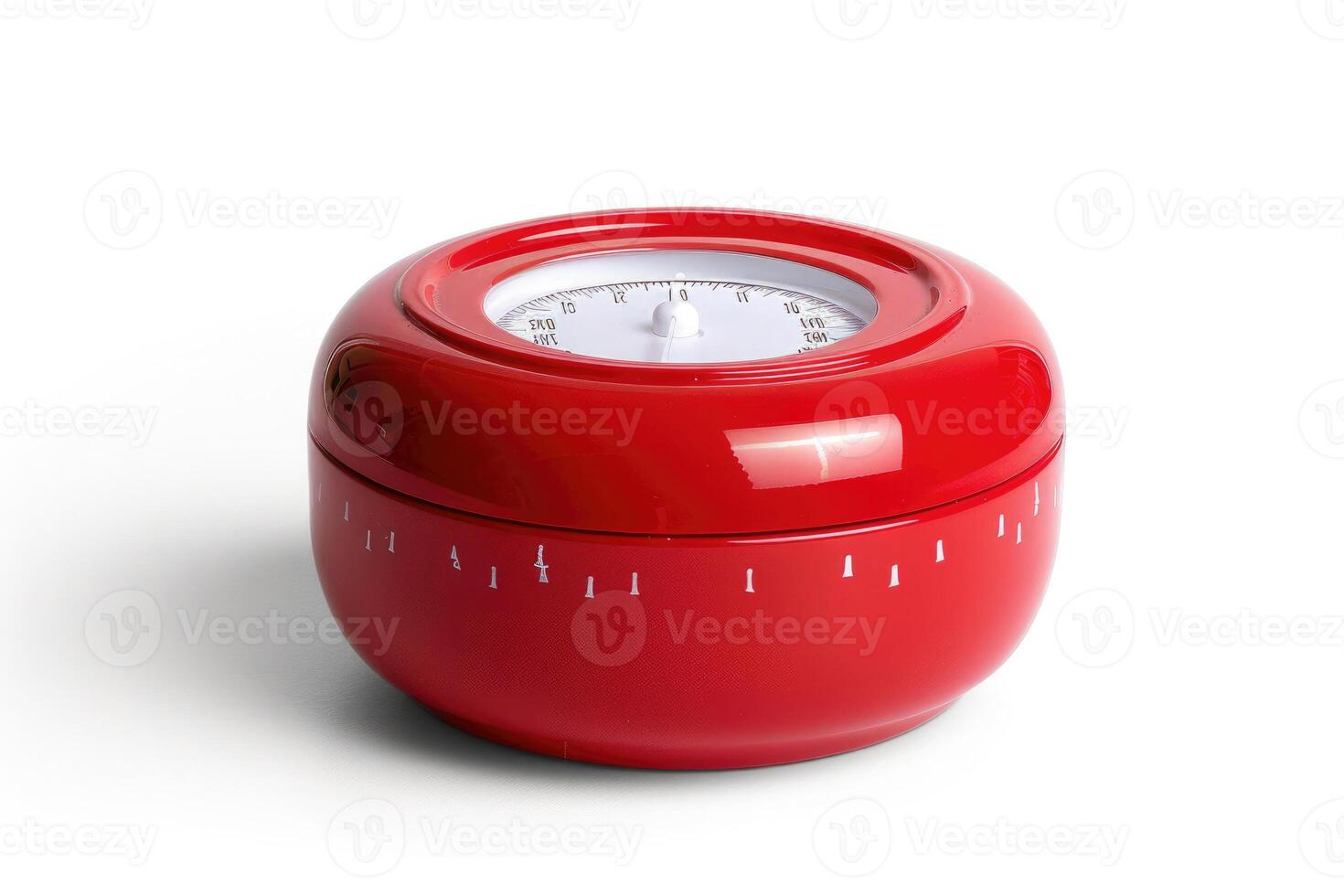 Red kitchen timer on a white background. photo