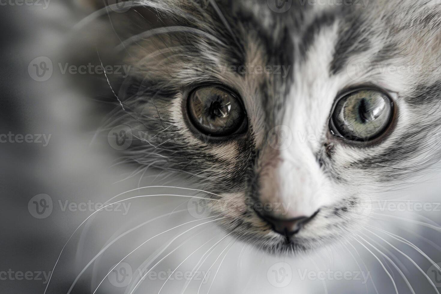 Close-up of a cute kitten's face. photo