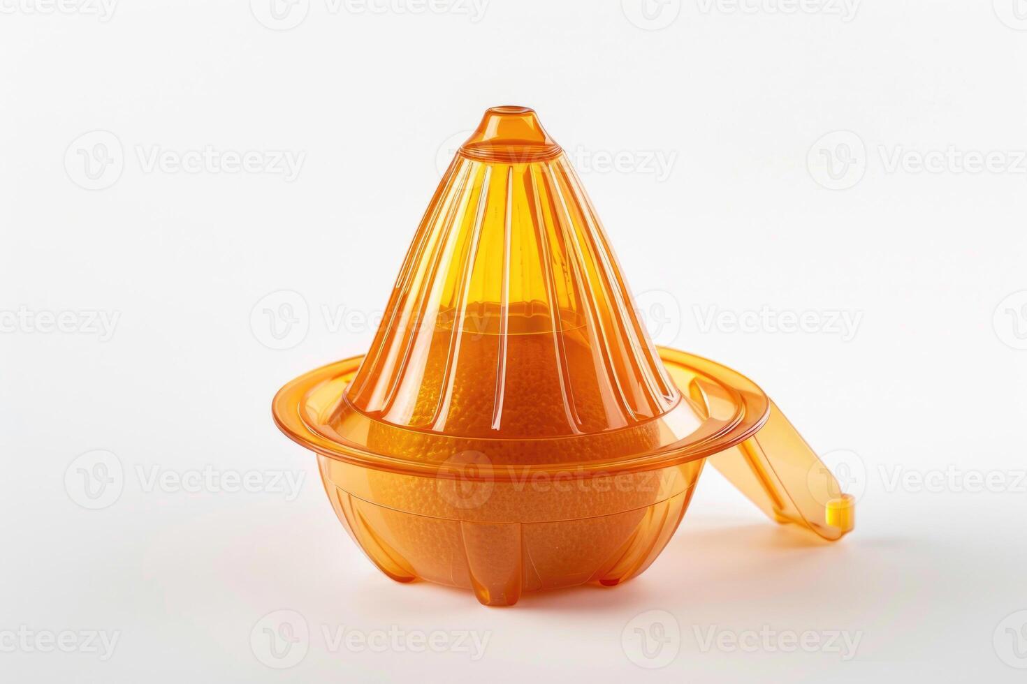 Plastic citrus juicer on a white background. photo