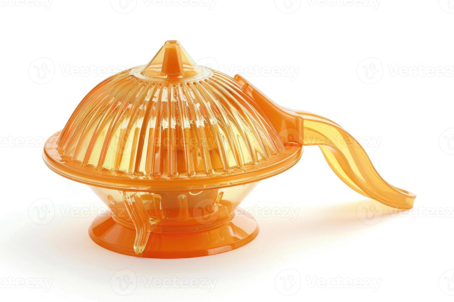 Plastic citrus juicer on a white background. photo