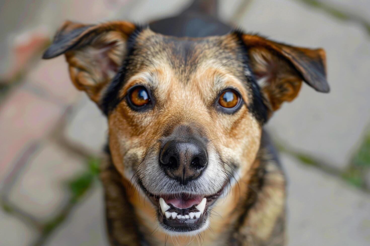 Close-up of a friendly dog's face. photo
