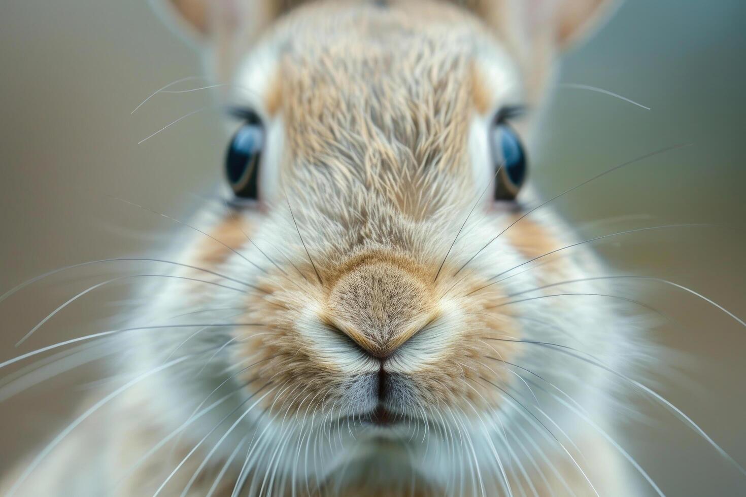 Close-up of a curious bunny's face. photo