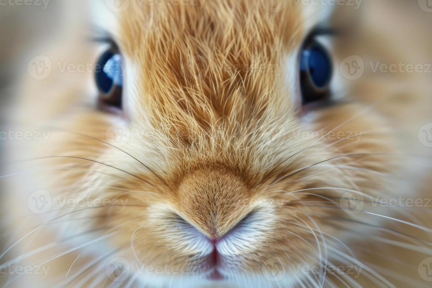 Close-up of a curious bunny's face. photo