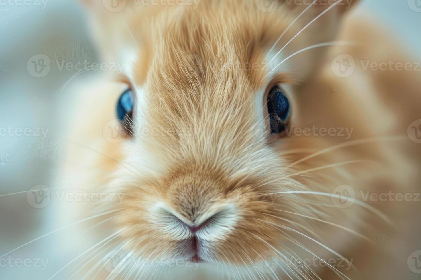 Close-up of a curious bunny's face. photo