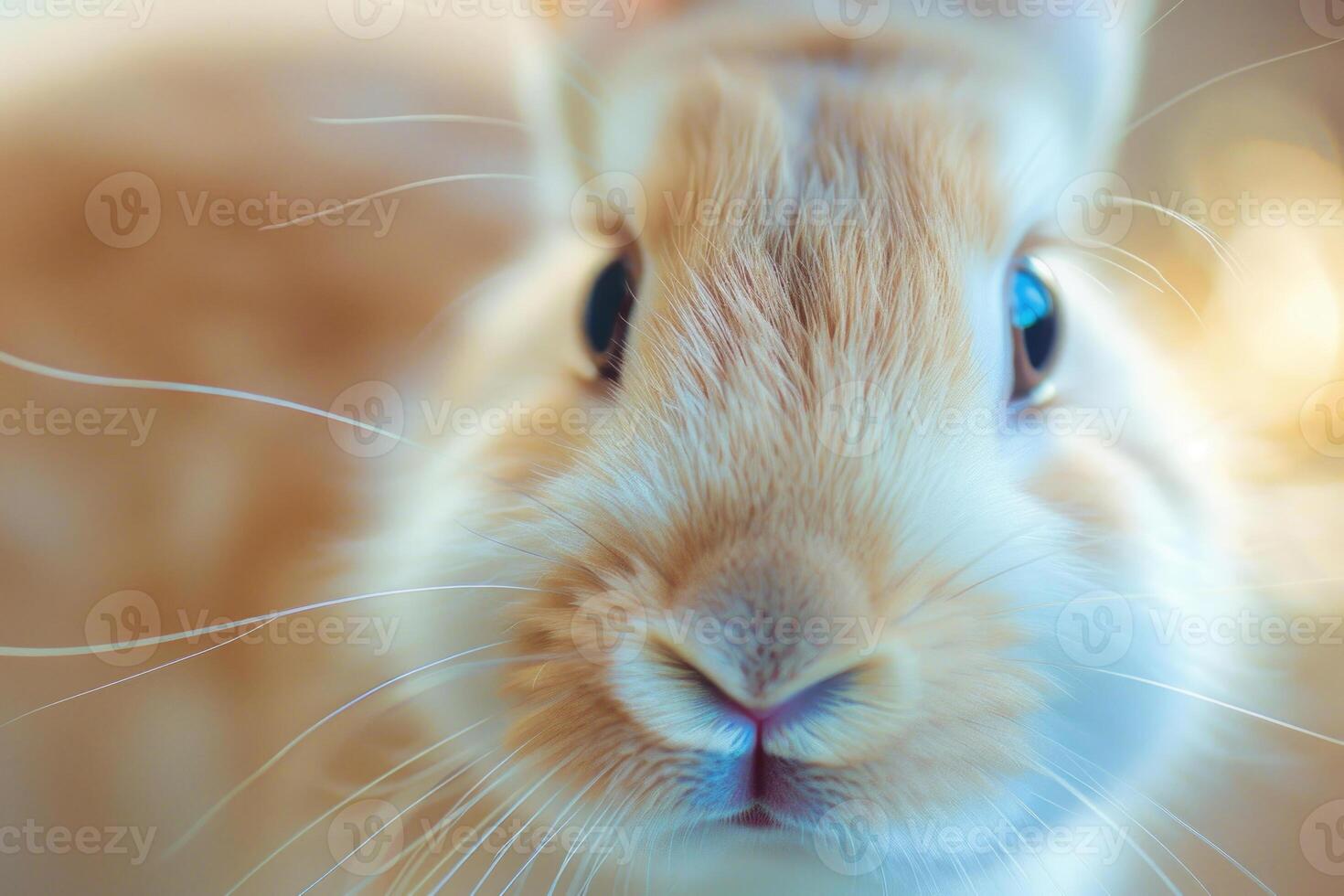 Close-up of a curious bunny's face. photo
