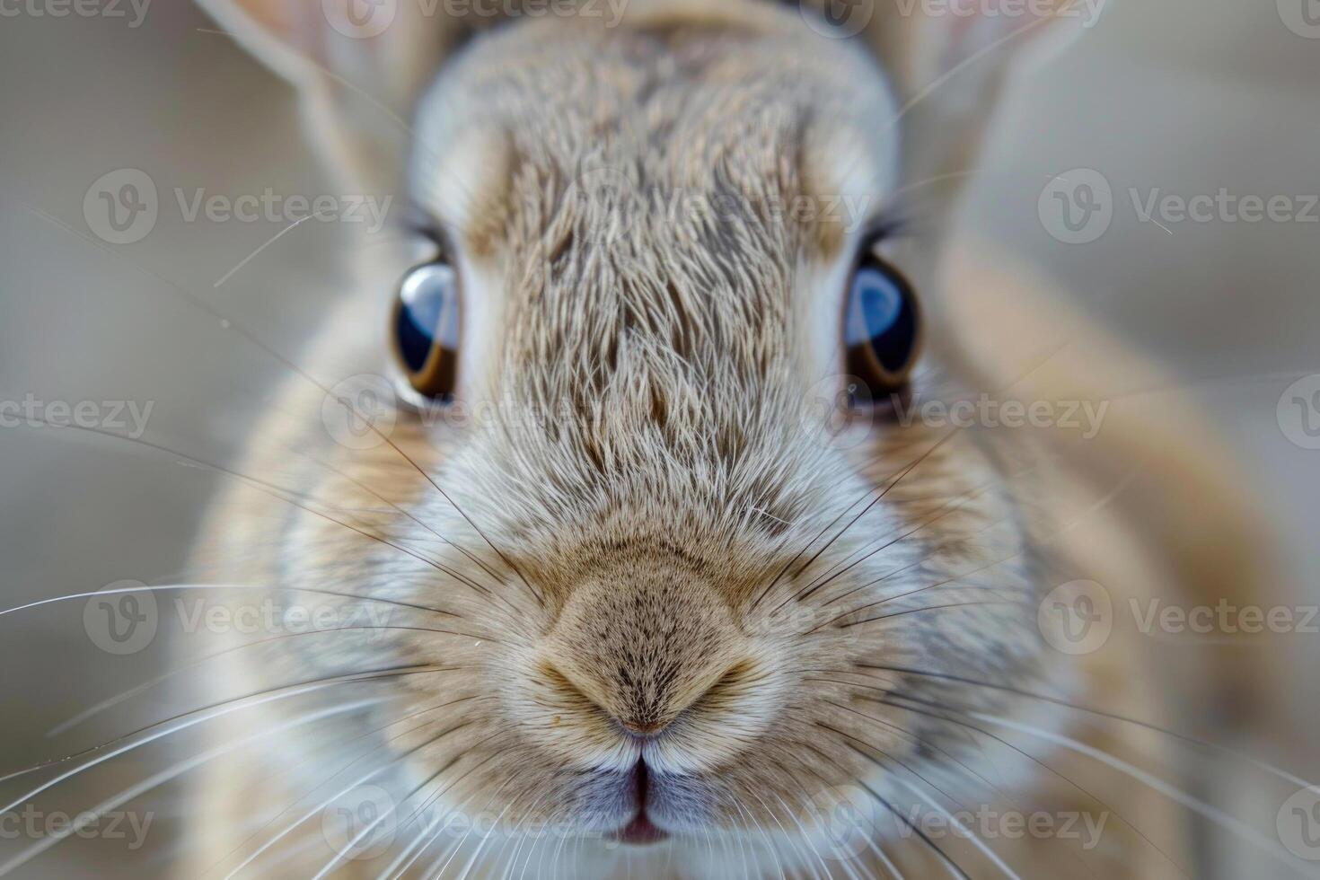 Close-up of a curious bunny's face. photo