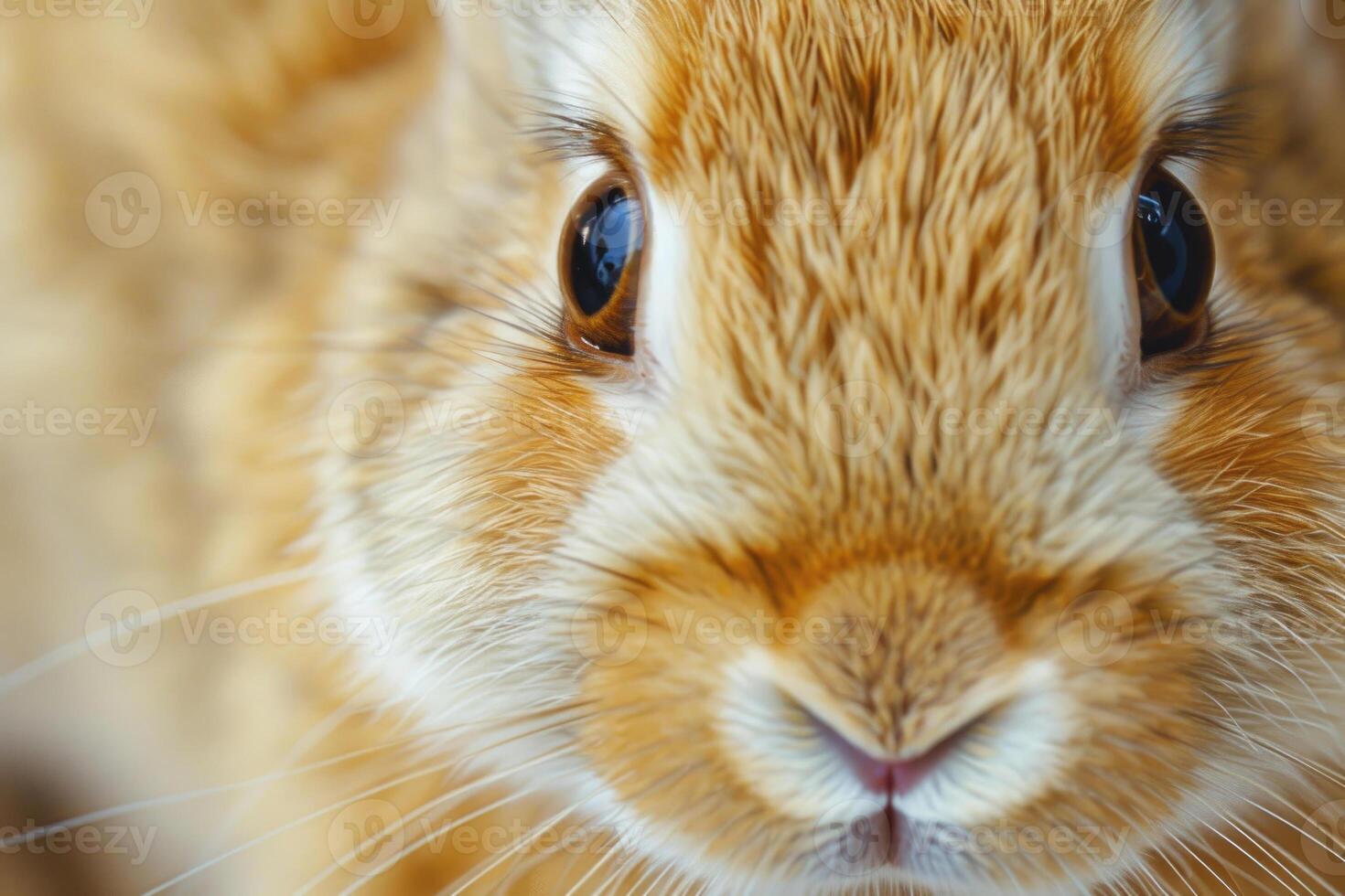 Close-up of a curious bunny's face. photo