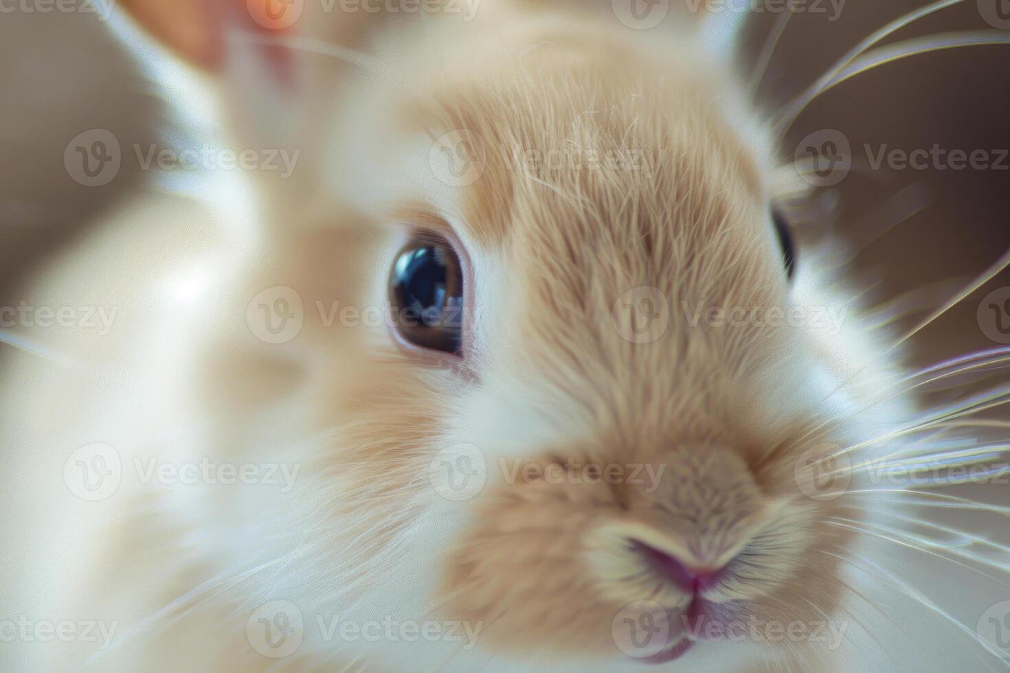 Close-up of a curious bunny's face. photo