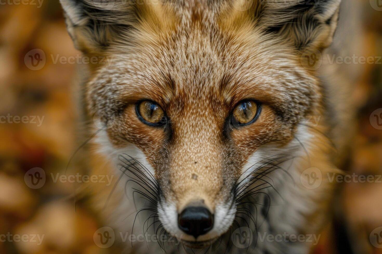 A curious fox stares directly into the camera. photo