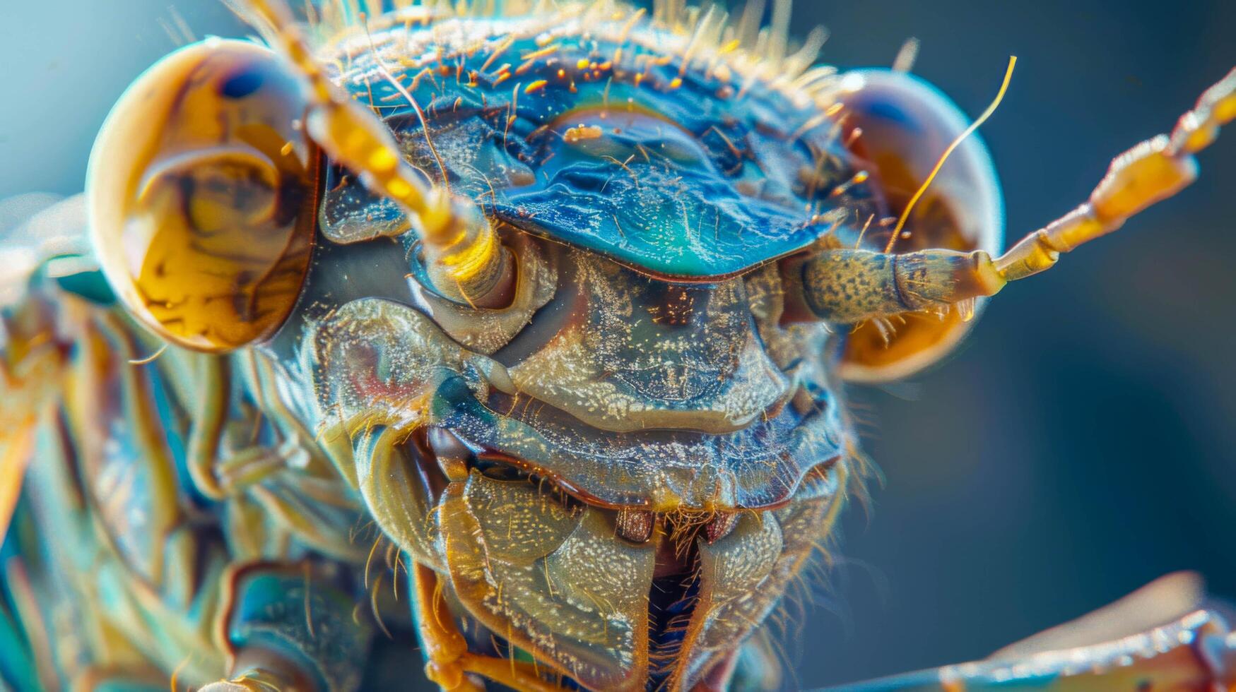 green cicada close up, macro photo