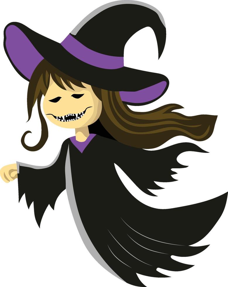 flying witch halloween graphic element vector