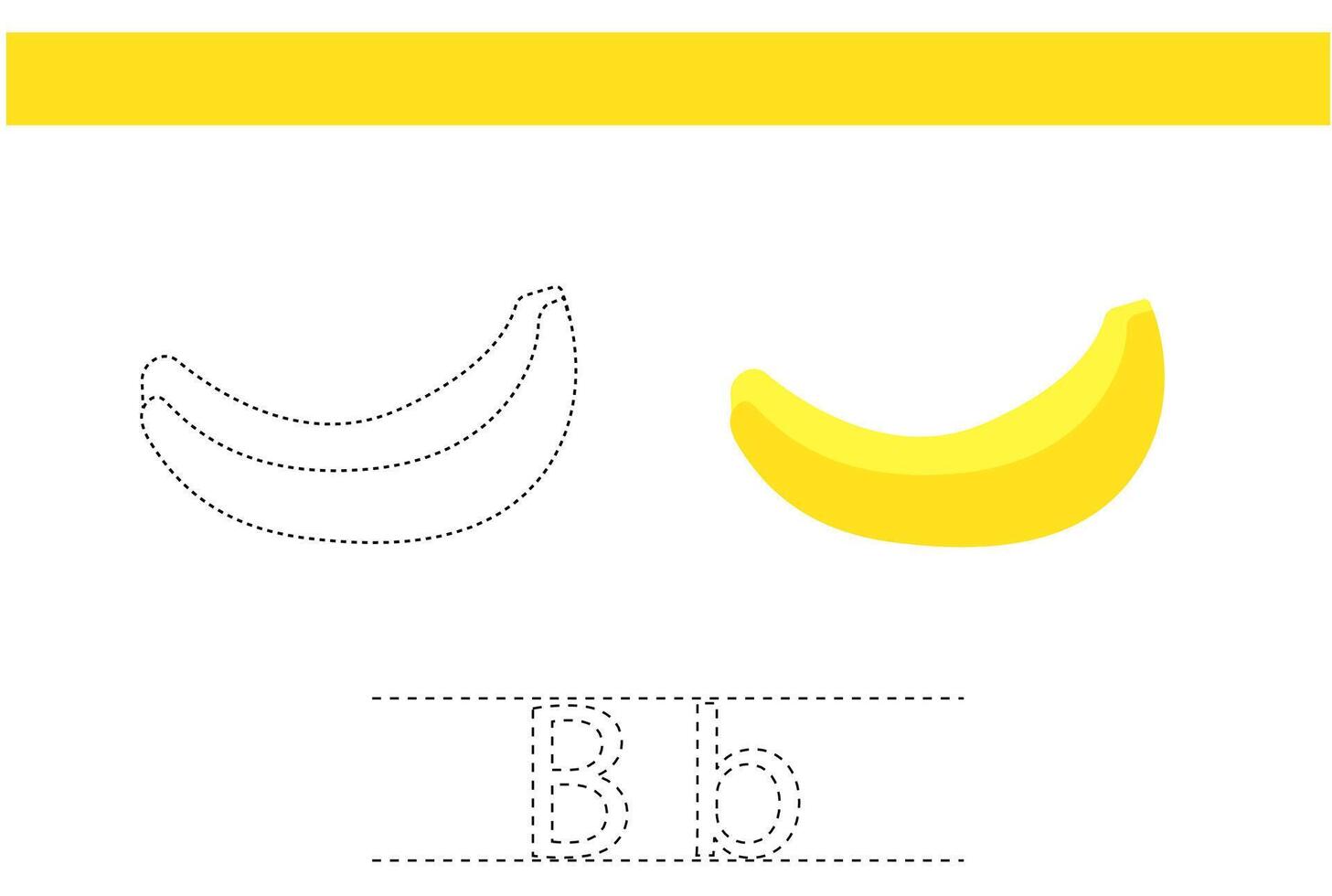 banana fruit trace for kids handwriting practice child book practice design vector