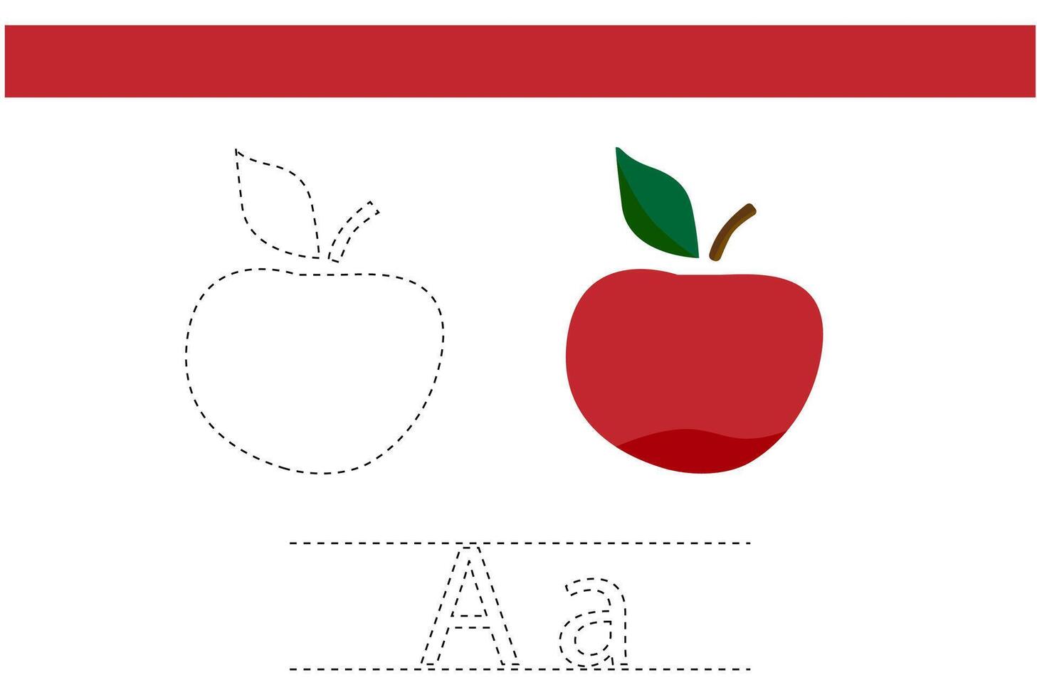 apple fruit trace for kids handwriting practice child book practice design vector