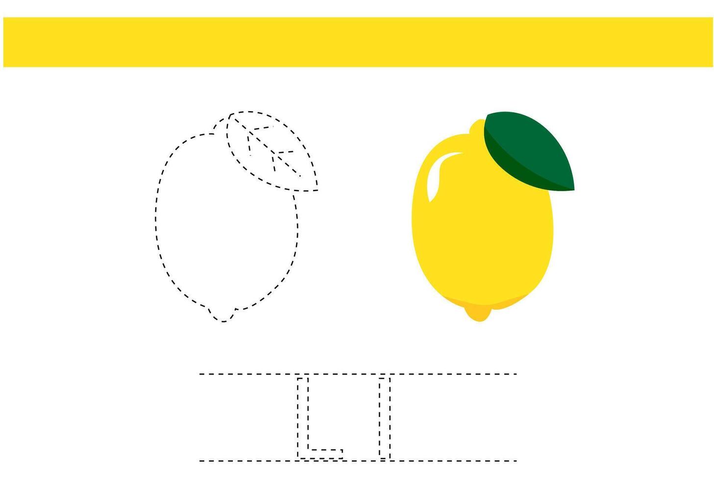 lemon fruit trace for kids handwriting practice child book exercise design vector