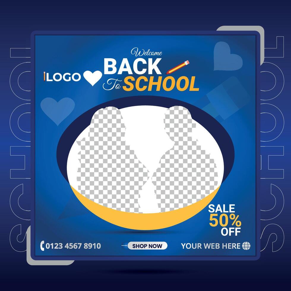 Social media post design template for back-to-school. vector