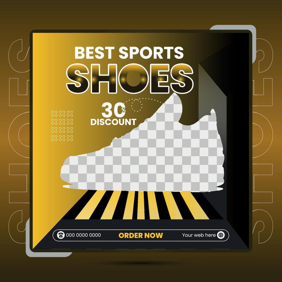 Sports shoe social media template for a square banner design. vector